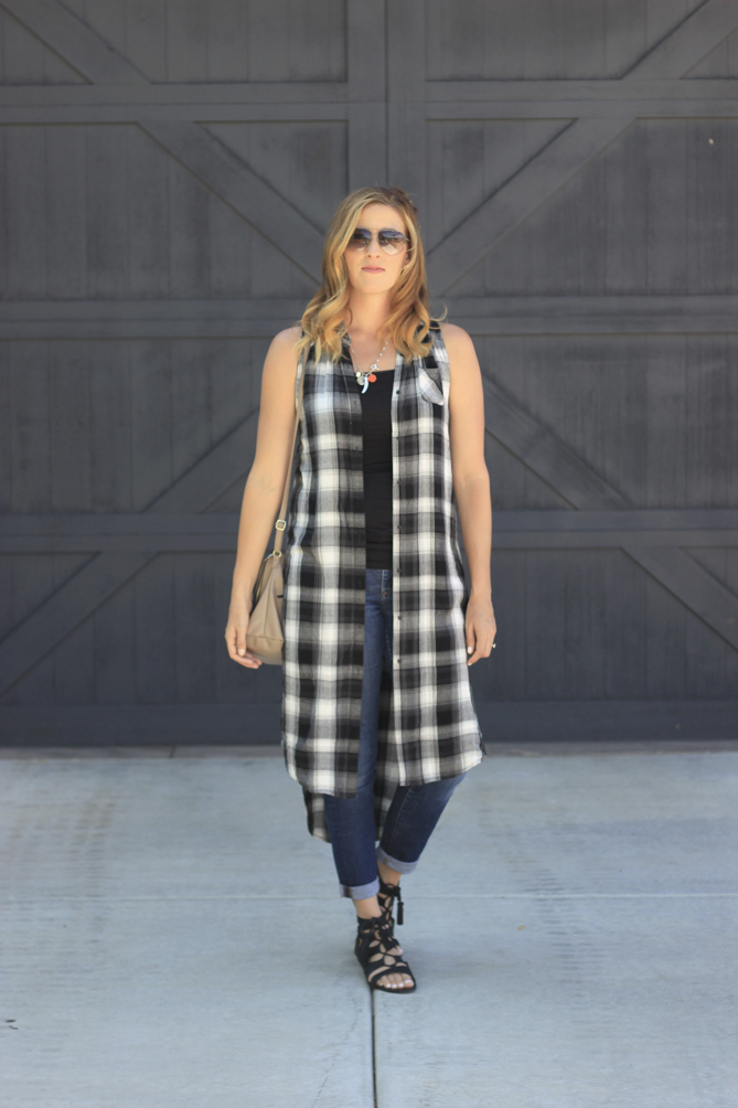 Plaid Shirt Dress And Jeans