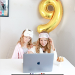9 Virtual BIrthday Party Ideas featured by Top US Party Blogger, The Fashionista Momma; two girls in spa sets having a virtual birthday.
