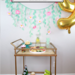 The Ultimate Spa Party For Kids featured by popular US Party blogger, The Fashionista Momma; Bar Cart setup for a spa party.